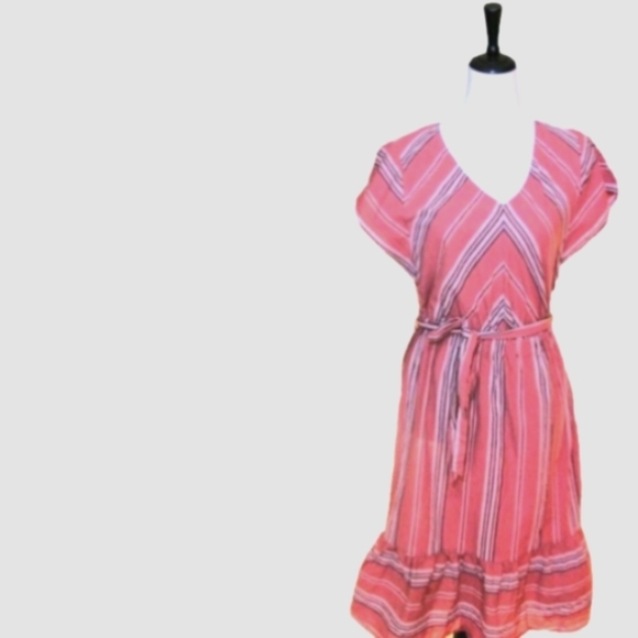 UNIVERSAL Thread Peach/Brown Stripe Midi Dress Size XS - Picture 1 of 7